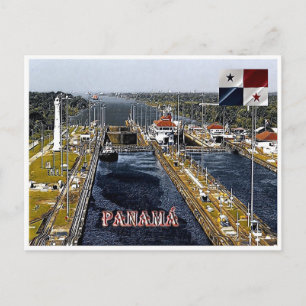 Cartão Postal PA0003 America - Panamá - Canal Locks - panorâmi