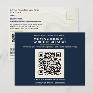 Cartão Postal Pacific Heights Luxury Home Value QR Code Realtor