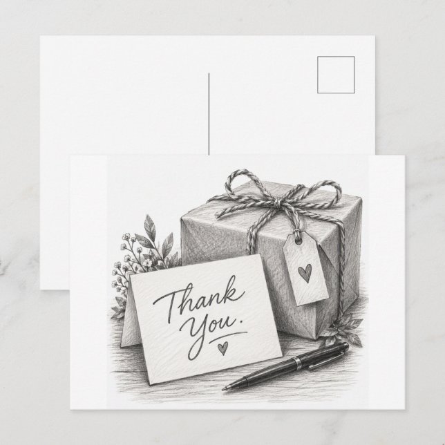 Cartão Postal Pacote de Presente de Agradecimento Lápis Esboço C (Frente/Verso)