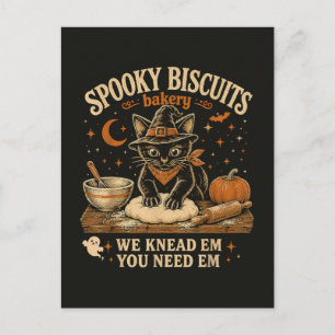 Cartão Postal Padaria de Biscoitos Assustadores Gato Preto Hallo