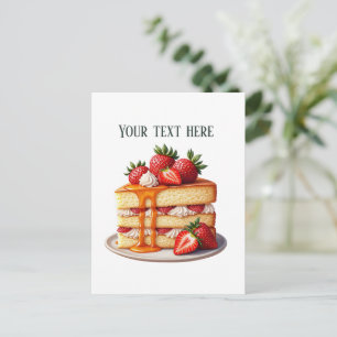 Cartão Postal Padaria de bolo de morango divertida personalizáve