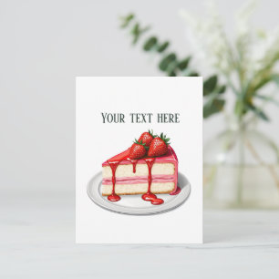 Cartão Postal Padaria de bolo de morango fofa personalizável