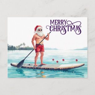 Cartão Postal Paddle de Natal do Papai Noel — Férias de Natal à
