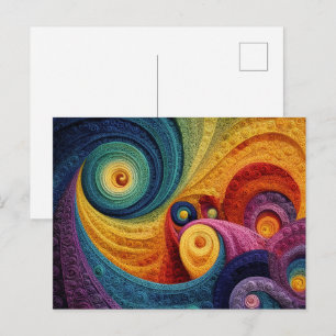 Cartão Postal Padrão Abstrato de Espiral Colorido Textura de Red