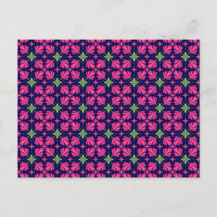 Cartão Postal Padrão abstrato de pétalas florais rosa geométrica
