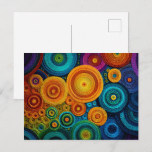 Cartão Postal Padrão Abstrato Espiral Colorido Redemoinho Geomét
