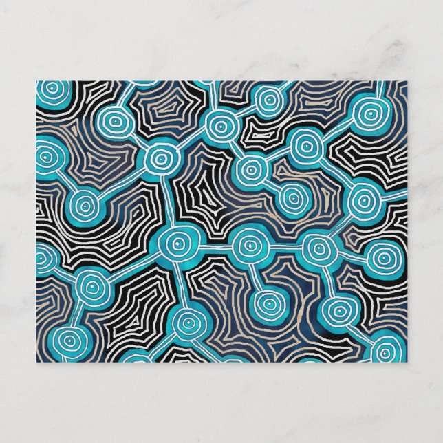 Cartão Postal Padrão Abstrato Estilo Aborígene Linhas da Vida (Frente)
