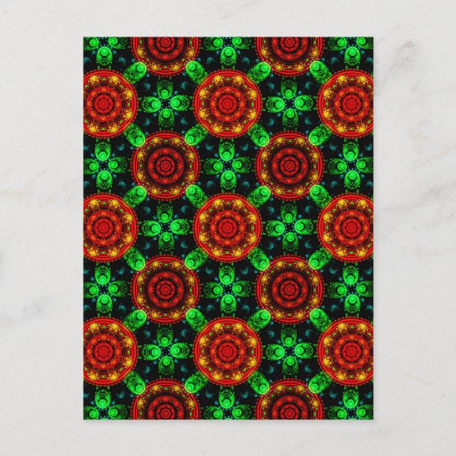 Cartão Postal Padrão Abstrato Floral Moderno Boho Elegante #504 (Frente)