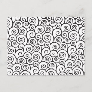 Cartão Postal Padrão Abstrato Preto e Branco Moderno e Giratório