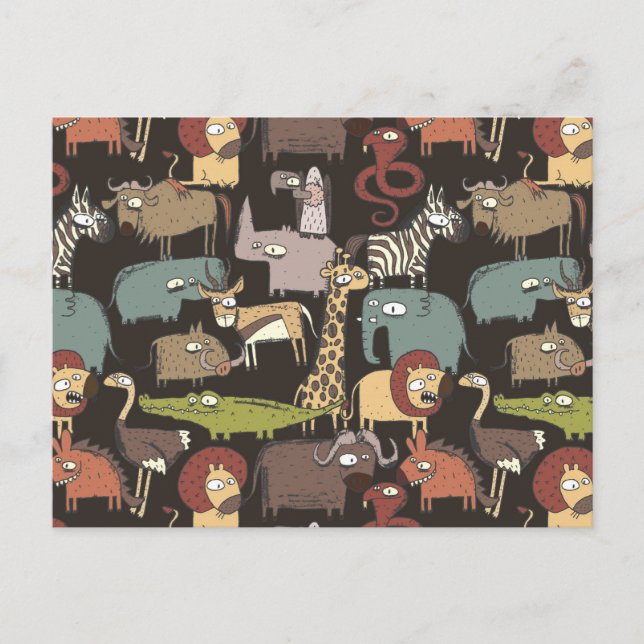 Cartão Postal Padrão Africano de Animais (Frente)