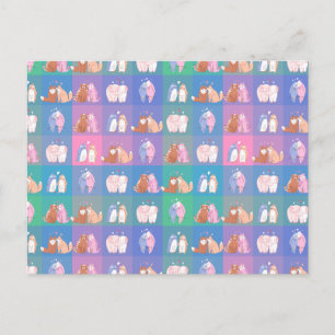 Cartão Postal Padrão ama animais gatos, pinguim, raposa, elefant