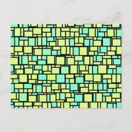 Cartão Postal Padrão amarelo verde geométrico