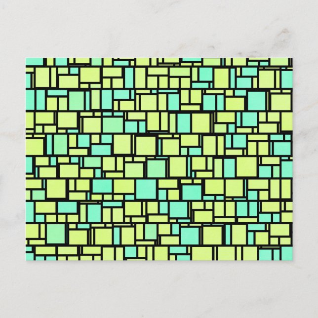 Cartão Postal Padrão amarelo verde geométrico (Frente)