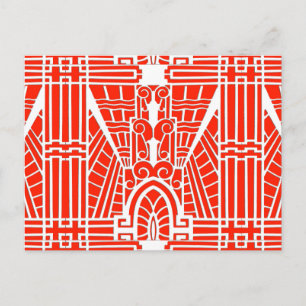 Cartão Postal Padrão Arquitetônico Deco, tangerina Laranja