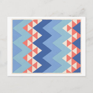 Cartão Postal Padrão Art Déco Vintage em Azul