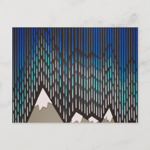 Cartão Postal Padrão Artístico Blue Rainy Shapages Impressão