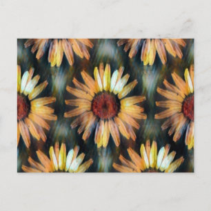 Cartão Postal Padrão Artístico De Girassol No Outono