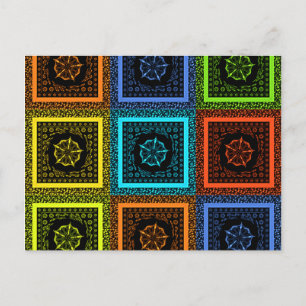 Cartão Postal Padrão Artístico Xadrez Encantador Multicolorido