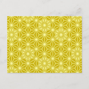 Cartão Postal Padrão Asanoha japonês - dourado mostarda
