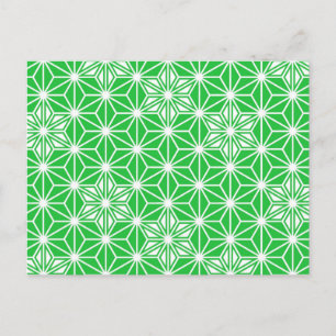 Cartão Postal Padrão Asanoha japonês - verde-jade