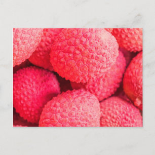 Cartão Postal Padrão bonito de Fruta de Lychee rosa
