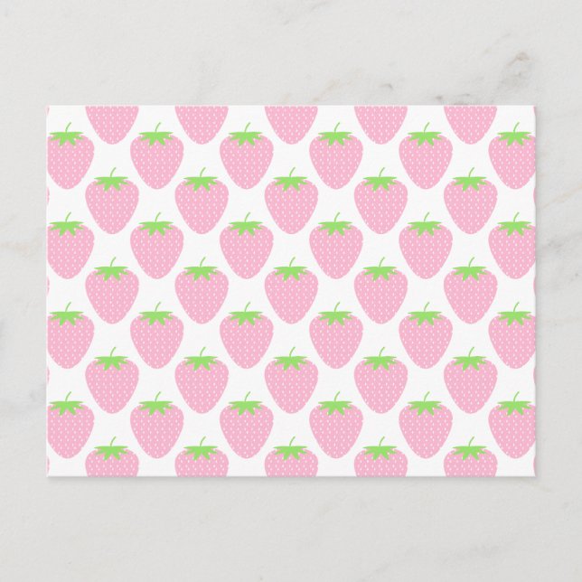 Cartão Postal Padrão bonito de morango rosa. (Frente)