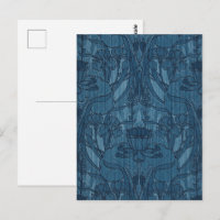 Padrão Botânico Chic Blue Art Nouveau Íris
