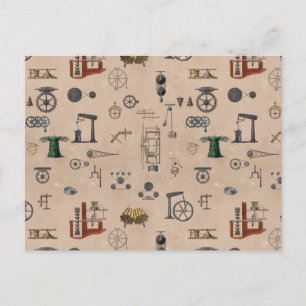 Cartão Postal Padrão Científico Mecânico de Engenharia Antiquado