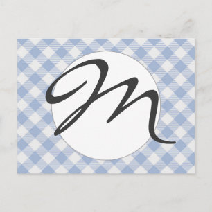 Cartão Postal Padrão clássico Gingham azul verificado