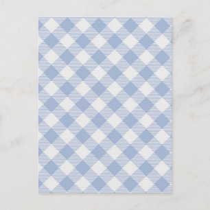 Cartão Postal Padrão clássico Gingham azul verificado