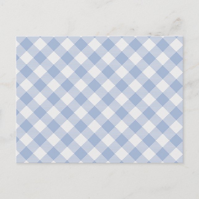 Cartão Postal Padrão clássico Gingham azul verificado (Frente)