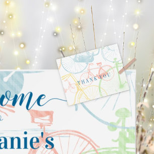 Cartão Postal Padrão Colorido da Bicicleta de Imagem Retroativa