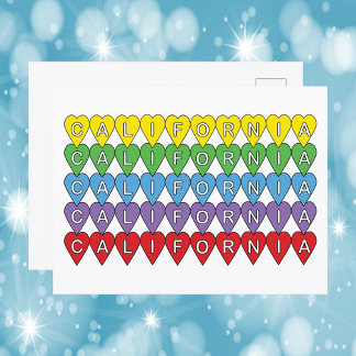 Cartão Postal Padrão Colorido do Coração da Califórnia