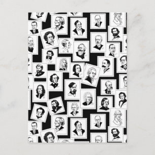 Cartão Postal Padrão com retratos dos maiores compositores