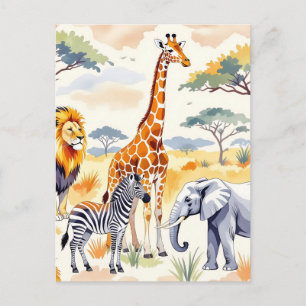 Cartão Postal Padrão contínuo de animais do Safari Cena da Savan