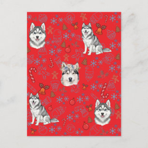 Cartão Postal Padrão contínuo de Natal de inverno com cachorro H