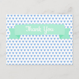 Cartão Postal Padrão Coração Azul Fofo | Agradecimento do Chá de