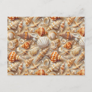 Cartão Postal Padrão Costeira Elegance Seashell