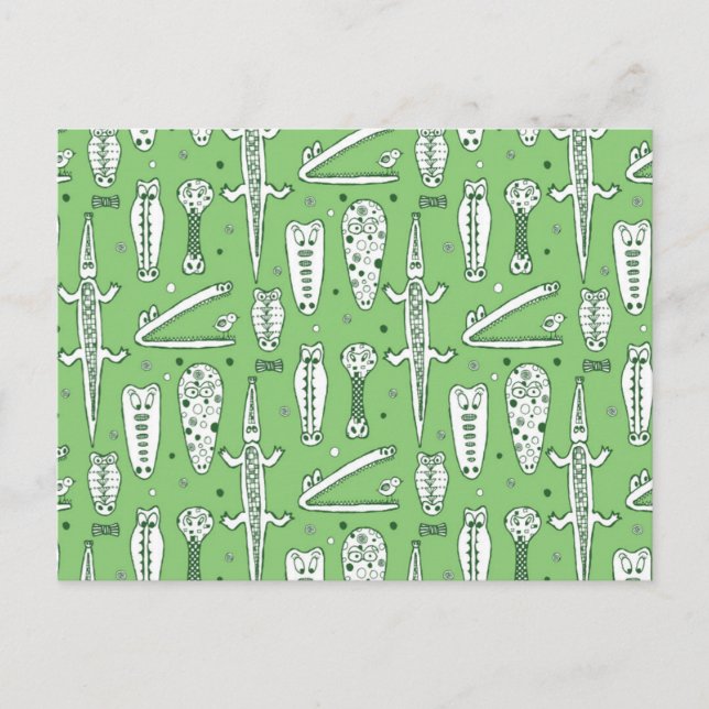 Cartão Postal Padrão Crocodilo de Desenho 2 (Frente)