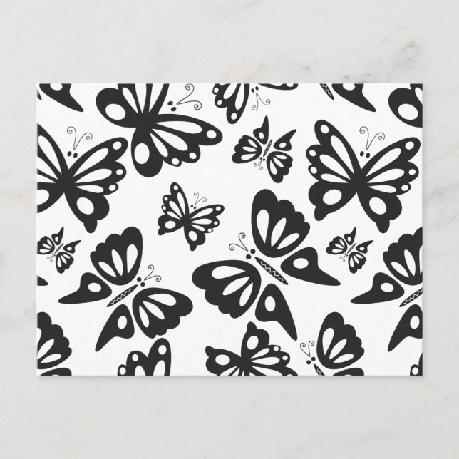Cartão Postal Padrão da borboleta - Preto e Branco (Frente)