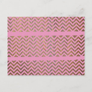 Cartão Postal Padrão da Madeira Rosa Girly Chevron Zigzag Andes