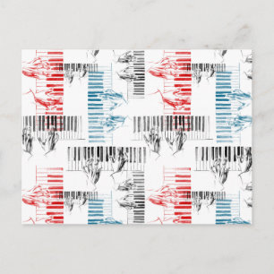Cartão Postal Padrão das mãos do pianista