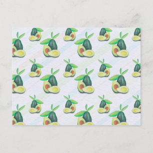 Cartão Postal Padrão de Abacate de Estilo de Vida Desenhado à Mã