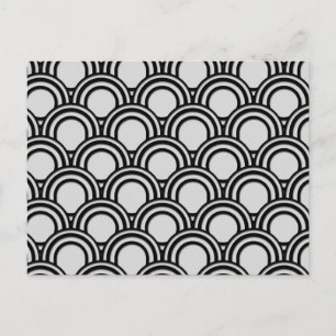 Cartão Postal Padrão de Abstrato da decoração de arte branca e p