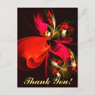 Cartão Postal Padrão de Abstrato de Arte Vermelha Verde Floral M