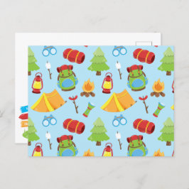 Cartão Postal Padrão de acampamento de verão bonito