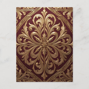 Cartão Postal Padrão de Acanto Dourado Ornamentado Barroco Verme