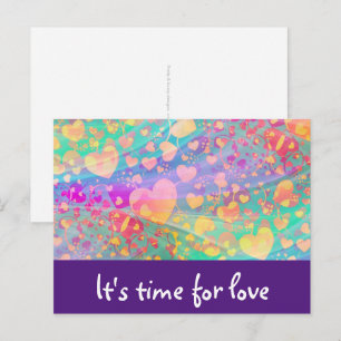 Cartão Postal Padrão de Amor Coração Pastel Design