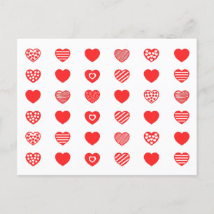 Cartão Postal padrão de amor de corações