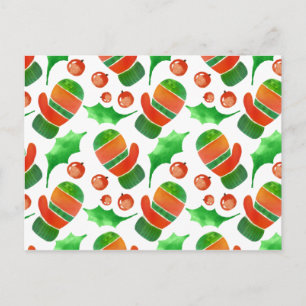 Cartão Postal Padrão de Amortecas de Natal em Watercolor